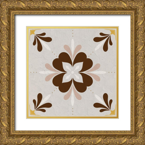 Global Tile 1 Gold Ornate Wood Framed Art Print with Double Matting by Allen, Kimberly