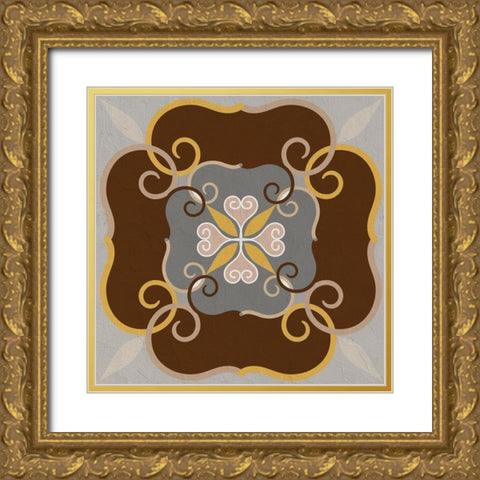 Global Tile 2 Gold Ornate Wood Framed Art Print with Double Matting by Allen, Kimberly