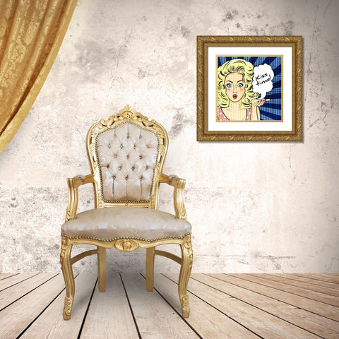 Kiss Time Gold Ornate Wood Framed Art Print with Double Matting by Allen, Kimberly