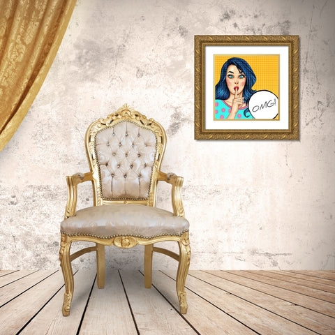 OMG Girl Gold Ornate Wood Framed Art Print with Double Matting by Allen, Kimberly