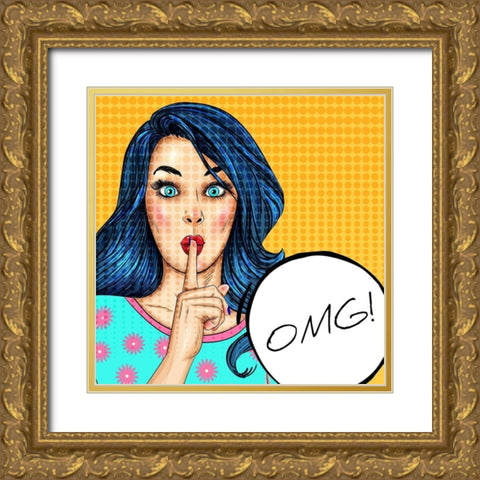 OMG Girl Gold Ornate Wood Framed Art Print with Double Matting by Allen, Kimberly