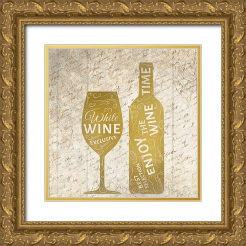 White Wine Gold Ornate Wood Framed Art Print with Double Matting by Allen, Kimberly