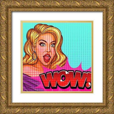 Wow Girl Gold Ornate Wood Framed Art Print with Double Matting by Allen, Kimberly