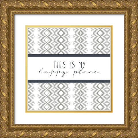 My Happy Place Gold Ornate Wood Framed Art Print with Double Matting by Allen, Kimberly