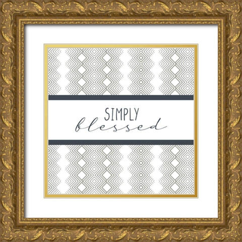 Simply Blessed Pattern Gold Ornate Wood Framed Art Print with Double Matting by Allen, Kimberly