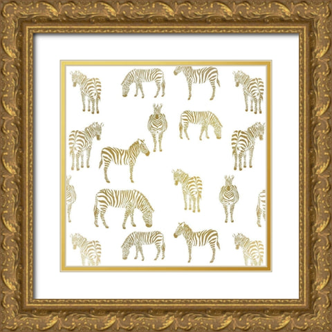Zebra Zebra Gold Ornate Wood Framed Art Print with Double Matting by Allen, Kimberly