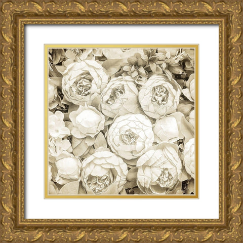 Dried Roses Gold Ornate Wood Framed Art Print with Double Matting by Allen, Kimberly