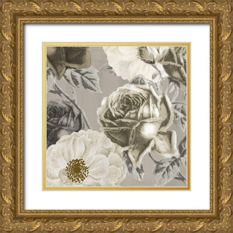 Floral Square Gold Ornate Wood Framed Art Print with Double Matting by Allen, Kimberly