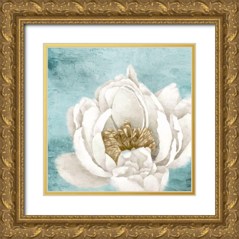 White Peony 1 Gold Ornate Wood Framed Art Print with Double Matting by Allen, Kimberly