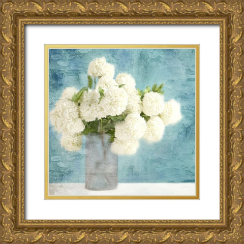 Hydrangea Vase Gold Ornate Wood Framed Art Print with Double Matting by Allen, Kimberly