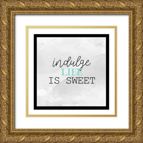 Indulge_Aqua Gold Ornate Wood Framed Art Print with Double Matting by Allen, Kimberly