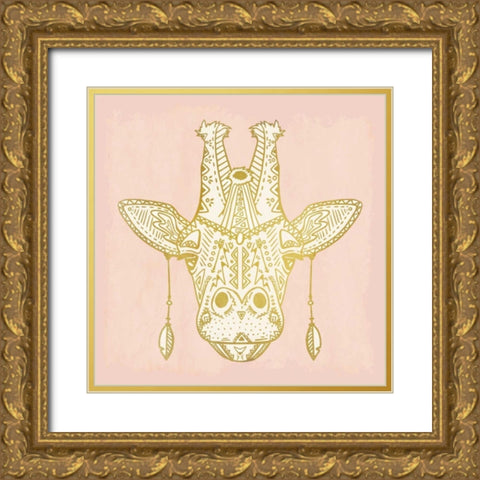 Native Giraffe Gold Ornate Wood Framed Art Print with Double Matting by Allen, Kimberly
