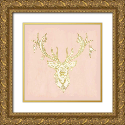 Native Buck Gold Ornate Wood Framed Art Print with Double Matting by Allen, Kimberly