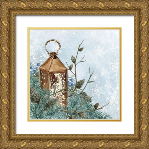 Winter Owl 2 Gold Ornate Wood Framed Art Print with Double Matting by Allen, Kimberly