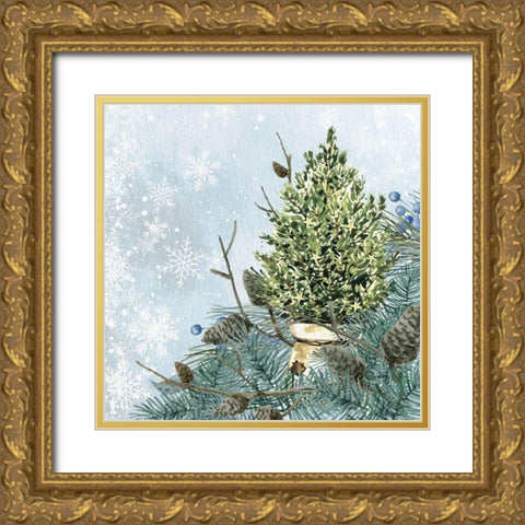 Winter Owl 4 Gold Ornate Wood Framed Art Print with Double Matting by Allen, Kimberly