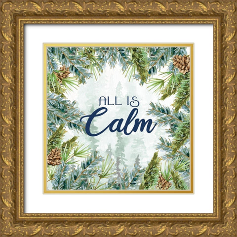 Woodland Christmas 2 Gold Ornate Wood Framed Art Print with Double Matting by Allen, Kimberly