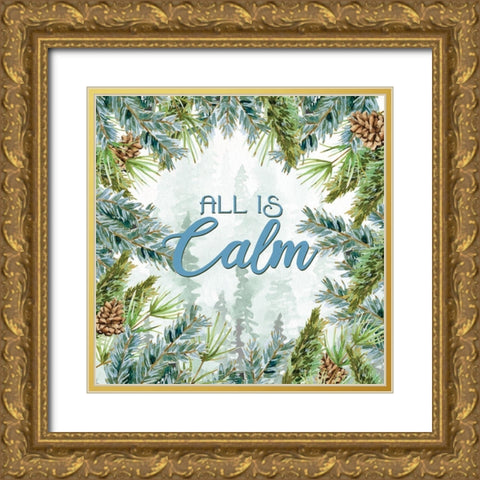 Woodland Christmas 2 Gold Ornate Wood Framed Art Print with Double Matting by Allen, Kimberly