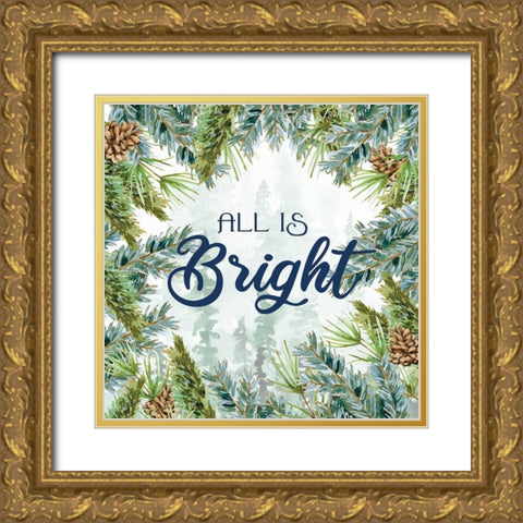 Woodland Christmas 4 Gold Ornate Wood Framed Art Print with Double Matting by Allen, Kimberly