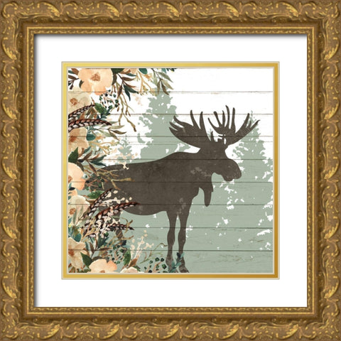 Woodland Floral 1 Gold Ornate Wood Framed Art Print with Double Matting by Allen, Kimberly