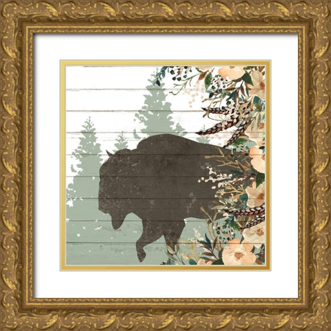 Woodland Floral 3 Gold Ornate Wood Framed Art Print with Double Matting by Allen, Kimberly