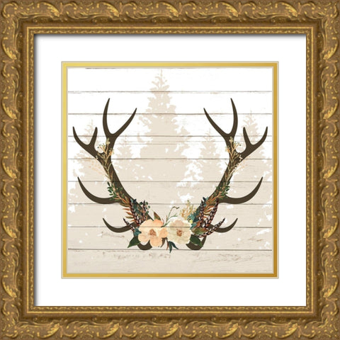 Woodland Floral 4 Gold Ornate Wood Framed Art Print with Double Matting by Allen, Kimberly