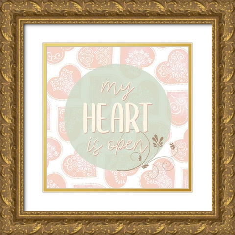 My Heart 1 Gold Ornate Wood Framed Art Print with Double Matting by Allen, Kimberly