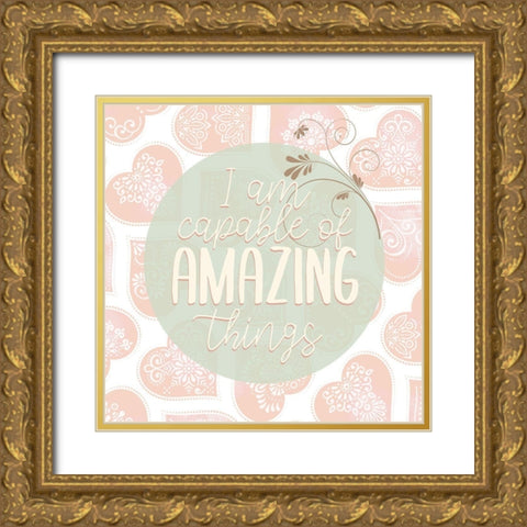 My Heart 3 Gold Ornate Wood Framed Art Print with Double Matting by Allen, Kimberly