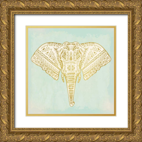 Native Elephant Gold Ornate Wood Framed Art Print with Double Matting by Allen, Kimberly