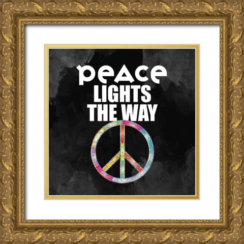 Peace Lights Gold Ornate Wood Framed Art Print with Double Matting by Allen, Kimberly