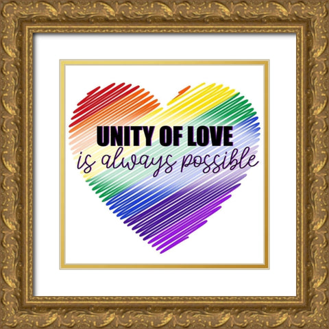 Unity of Love Gold Ornate Wood Framed Art Print with Double Matting by Allen, Kimberly