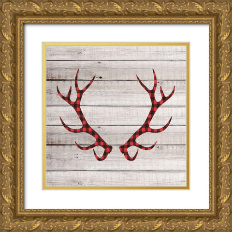 Antlers 2 Gold Ornate Wood Framed Art Print with Double Matting by Allen, Kimberly