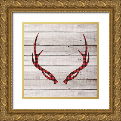 Antlers 3 Gold Ornate Wood Framed Art Print with Double Matting by Allen, Kimberly