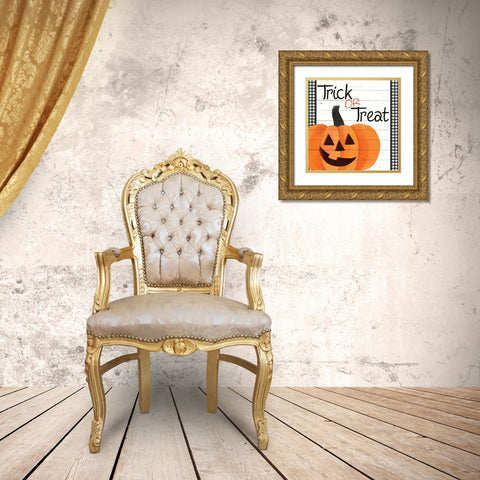 Trick or Treat Plaid Gold Ornate Wood Framed Art Print with Double Matting by Allen, Kimberly