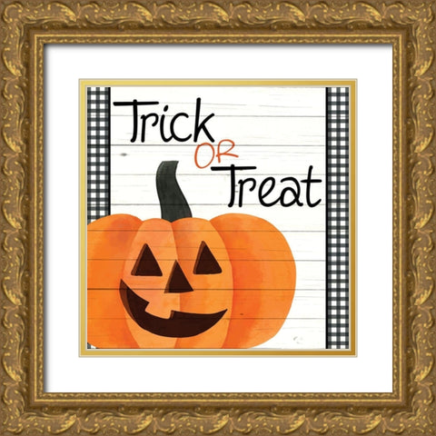 Trick or Treat Plaid Gold Ornate Wood Framed Art Print with Double Matting by Allen, Kimberly