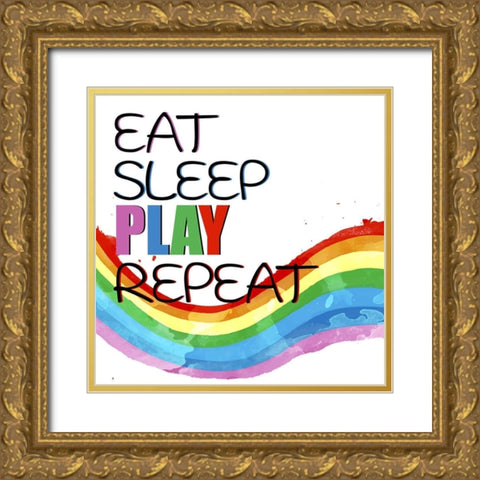 Play All Day 2 Gold Ornate Wood Framed Art Print with Double Matting by Allen, Kimberly