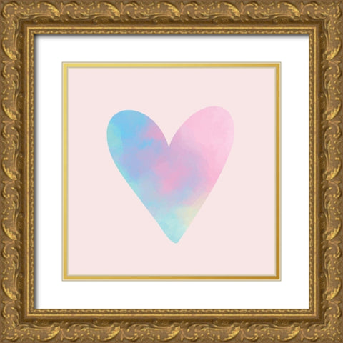 Heart Watercolor Gold Ornate Wood Framed Art Print with Double Matting by Allen, Kimberly