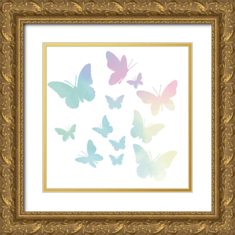 Butterflies Gold Ornate Wood Framed Art Print with Double Matting by Allen, Kimberly