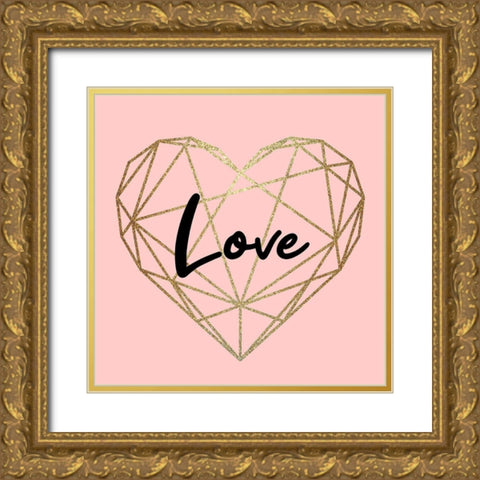 Love Heart Gold Ornate Wood Framed Art Print with Double Matting by Allen, Kimberly