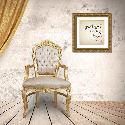 Greateful Hearts Gold Ornate Wood Framed Art Print with Double Matting by Allen, Kimberly