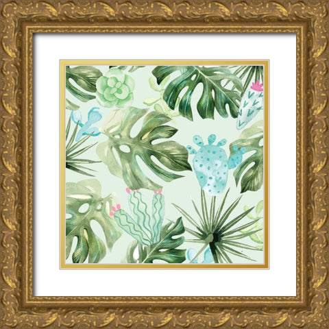 Palms And Succulents 1 Gold Ornate Wood Framed Art Print with Double Matting by Allen, Kimberly