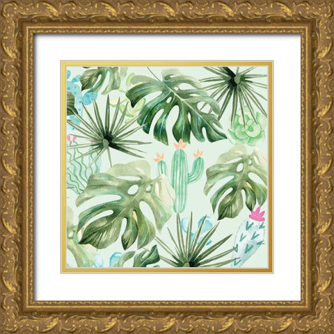 Palms And Succulents 2 Gold Ornate Wood Framed Art Print with Double Matting by Allen, Kimberly