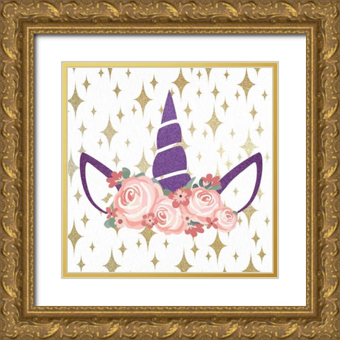 Magical Unicorn Gold Ornate Wood Framed Art Print with Double Matting by Allen, Kimberly