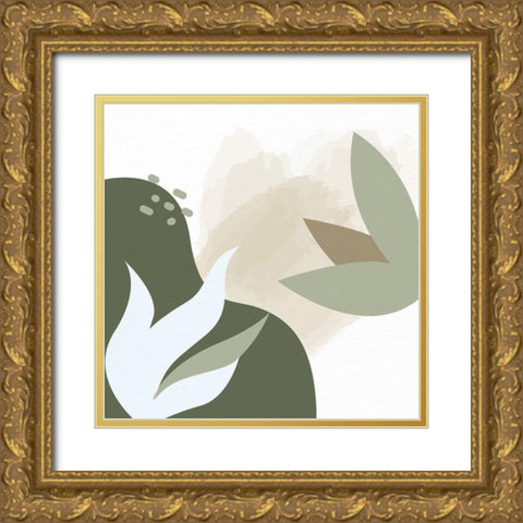 Organic Greens 1 Gold Ornate Wood Framed Art Print with Double Matting by Allen, Kimberly