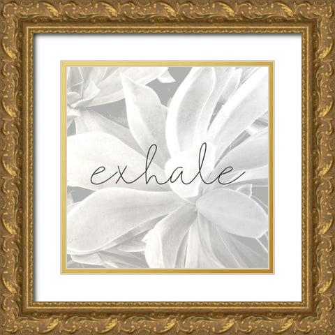 Exhale Gray Gold Ornate Wood Framed Art Print with Double Matting by Allen, Kimberly