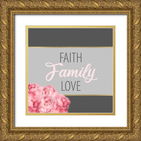 Family Love 3 Gold Ornate Wood Framed Art Print with Double Matting by Allen, Kimberly