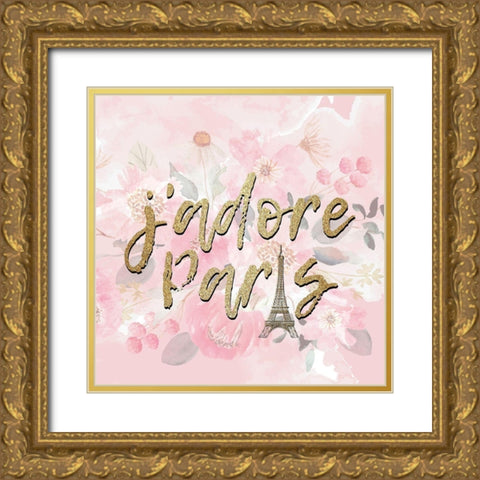 Paris Blooms 2 Gold Ornate Wood Framed Art Print with Double Matting by Allen, Kimberly
