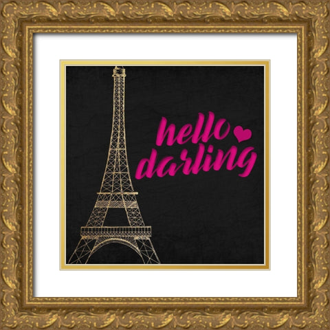 Paris Rose 2 Gold Ornate Wood Framed Art Print with Double Matting by Allen, Kimberly