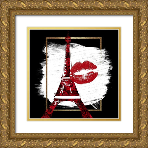 Roses 2 Gold Ornate Wood Framed Art Print with Double Matting by Allen, Kimberly