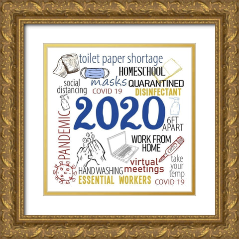 2020 Year Gold Ornate Wood Framed Art Print with Double Matting by Allen, Kimberly