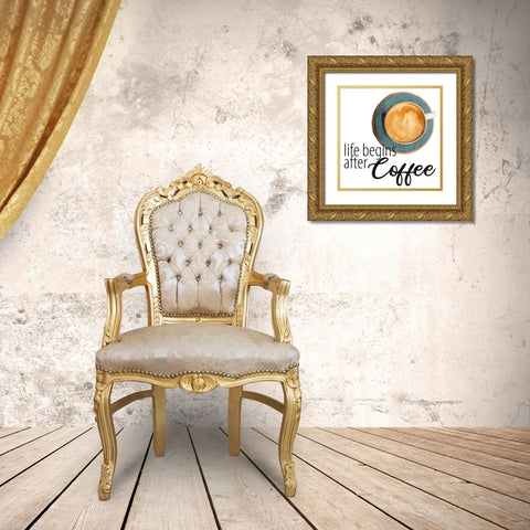 Coffee First 2 Gold Ornate Wood Framed Art Print with Double Matting by Allen, Kimberly